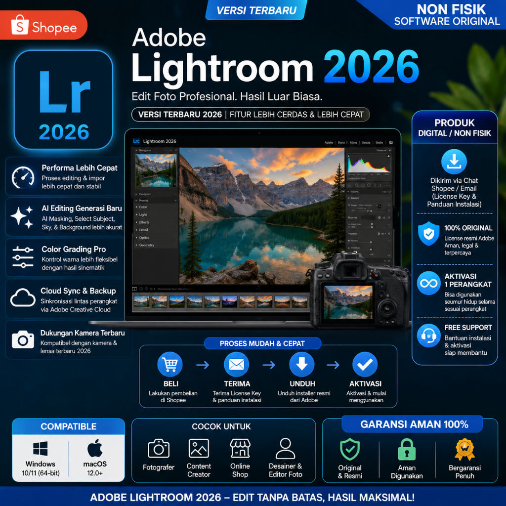 Jual Adobe Lightroom 2026 Full Version PC/Laptop | Software Edit Foto ...
