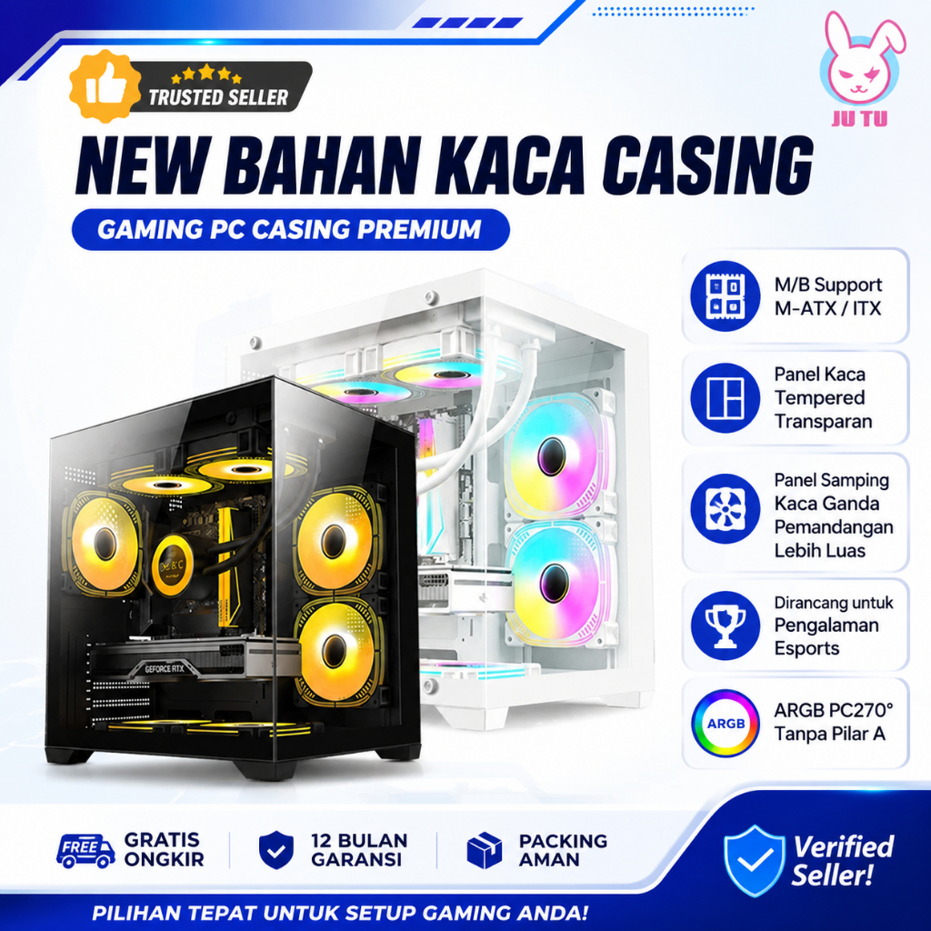 Jual JUTU Casing pc Gaming Transparan Sisi Komputer Casing Motherboard ...