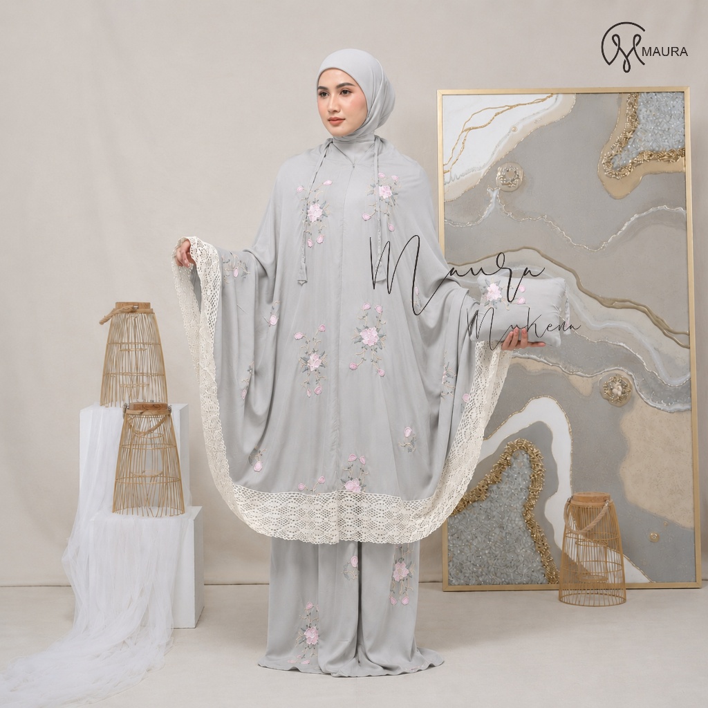 MAURA - Mukena Dewasa Jumbo 2in1 Bahan Katun Rayon Bordir Adem Nyaman Premium