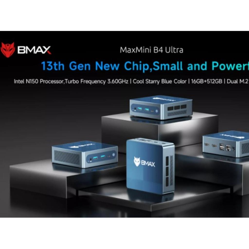 Mini PC Office BMAX MaxMini B4 Ultra Intel N150 Gen13 12GB RAM 512GB SSD WiFi Windows 11 Pro dengan Prosesor 13th Gen dan Grafis Intel