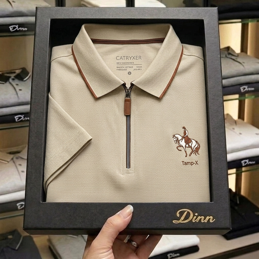 Jual Dinn Polo Shirt Pria Distro Kaos Bordir Halfzip Casual Lengan ...