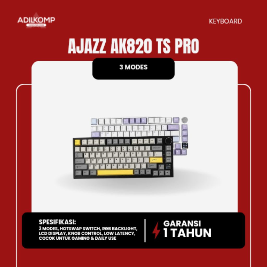 Jual KEYBOARD MECHANICAL AJAZZ AK820 TS PRO 3 MODES (FLYING FISH SWITCH ...