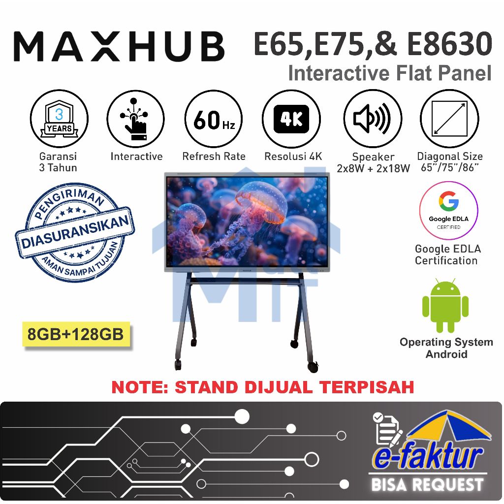 Jual MALLIT MAXHUB Interactive Flat Panel IFP E30 Series E6530 E7530 ...