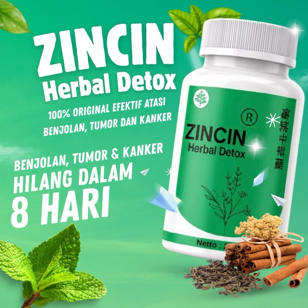 ZINCIN HERBAL DETOX - Obat Herbal Alami Penghilang Benjolan, Tumor, Kanker, Kista & Miom | BPOM HALAL