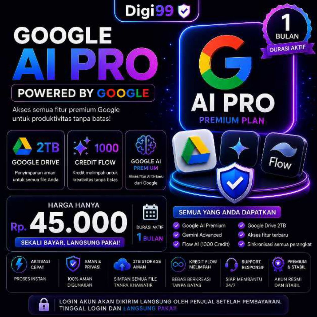 Gemini Pro G AI Pro GDrive 5TB Veo 3.1 1000 Credit AI (Sharing)
