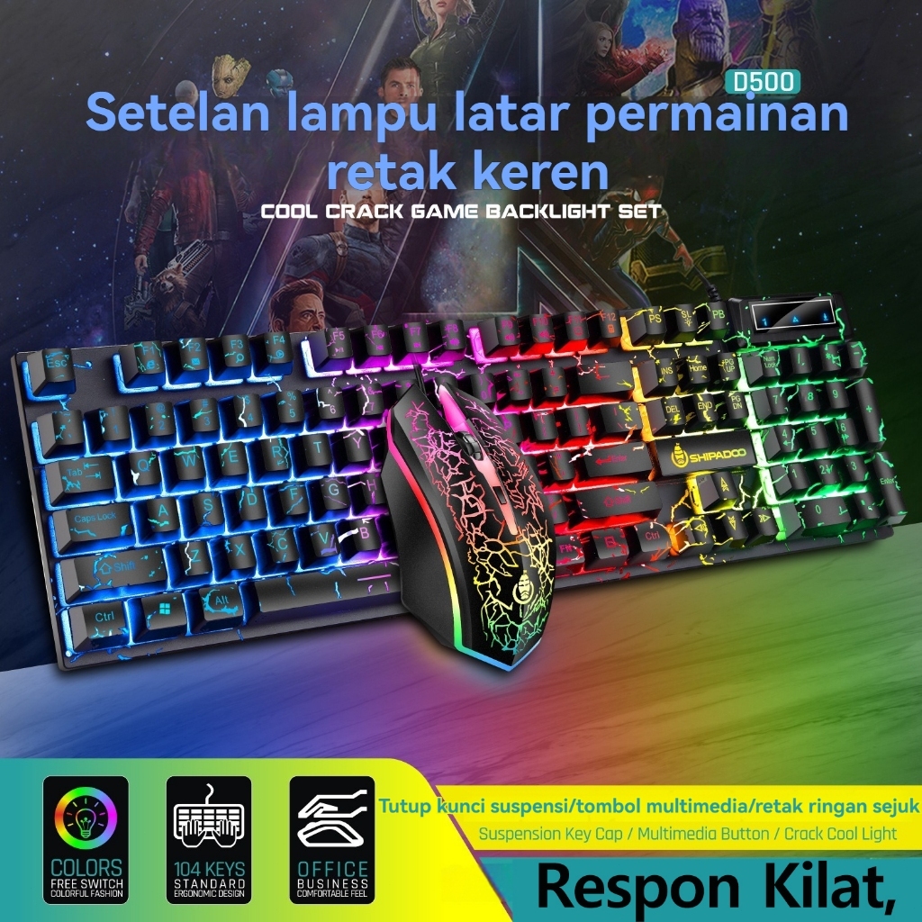 Jual Kombo Keyboard dan Mouse Gaming dengan Lampu RGB Cahaya / Termasuk ...
