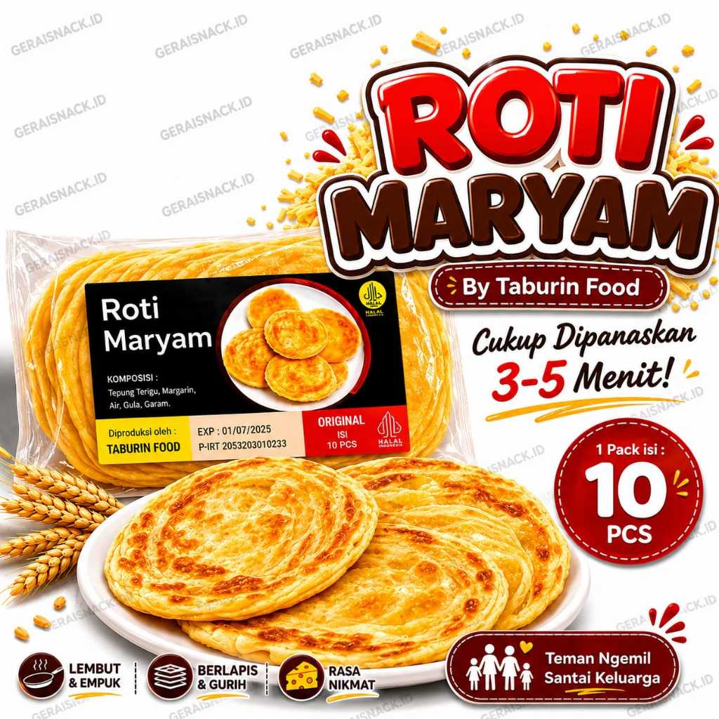 Jual Roti Maryam 1 Pack isi 10 Roti Canai by Tumbuh Food Lembut ...