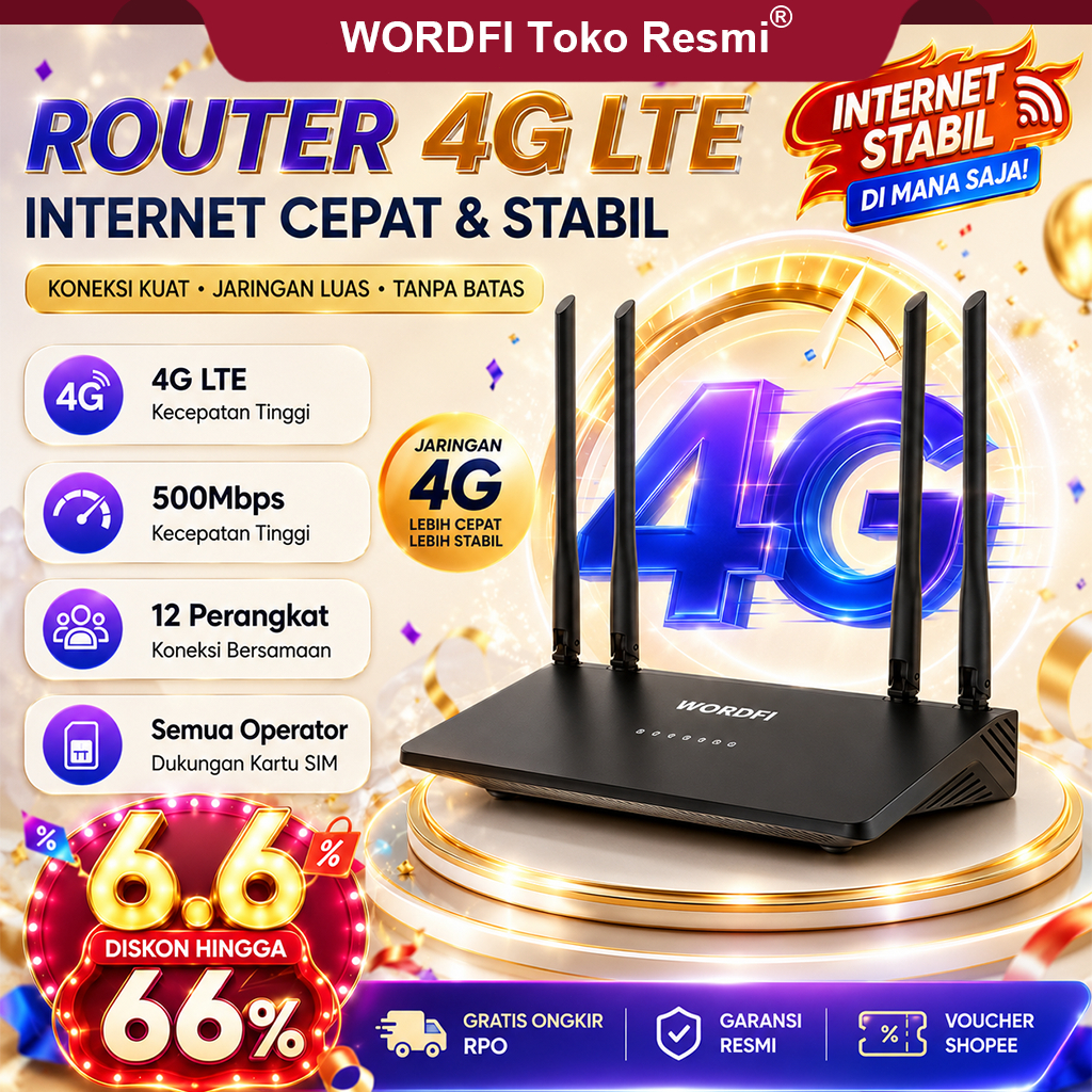 Toko Resmi WORDFI | Router 4G LTE | Modem Rumah | Mendukung Semua Operator | Ahli Menembus Dinding