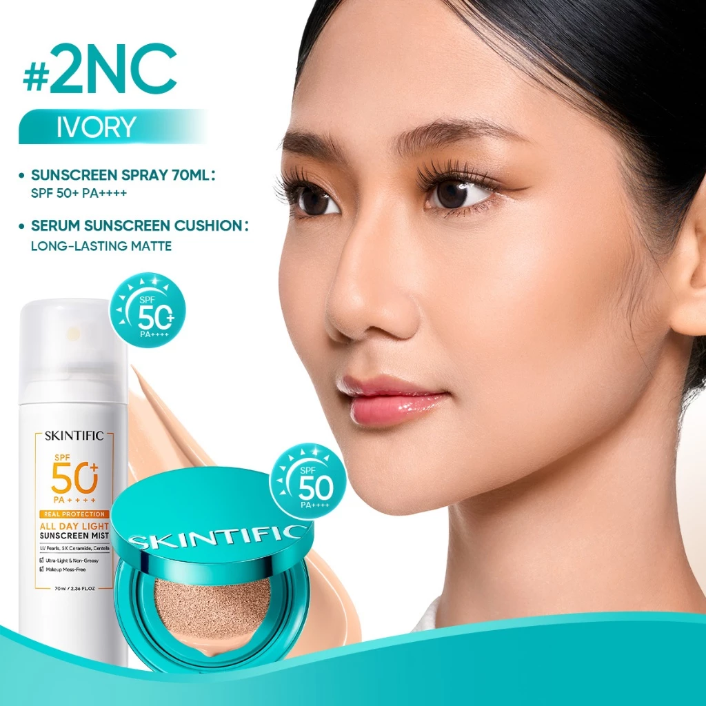 SKINTIFIC - PERFECT STAY SERUM MATTE CUSHION FOUNDATION SPF 50 PA++++ | Soft Matte Finish Menghalusk