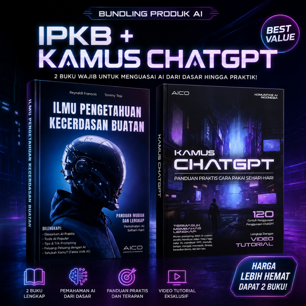 [BEST SELLER]  AICO - Bundling 2 Buku  | IPKB + Kamus ChatGPT | Belajar AI, ChatGPT & Tools Masa Depan dari Nol | Bonus 120 Video Tutorial