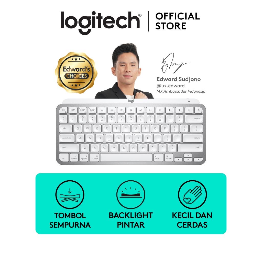 Logitech MX Keys Mini (For Mac) Keyboard Wireless Bluetooth Minimalist Backlit Illuminated for IOS Power Users
