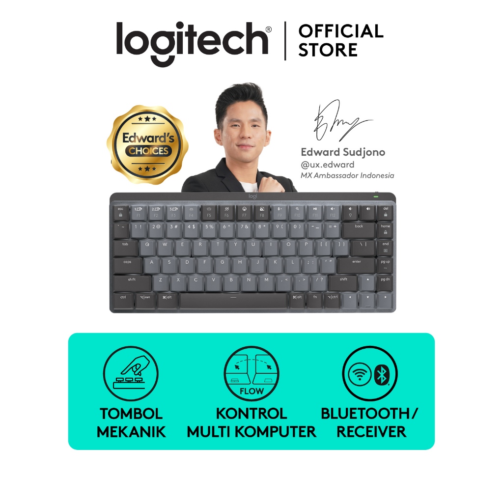 Logitech MX Mechanical Mini Tactile Keyboard Wireless Bluetooth Backlit