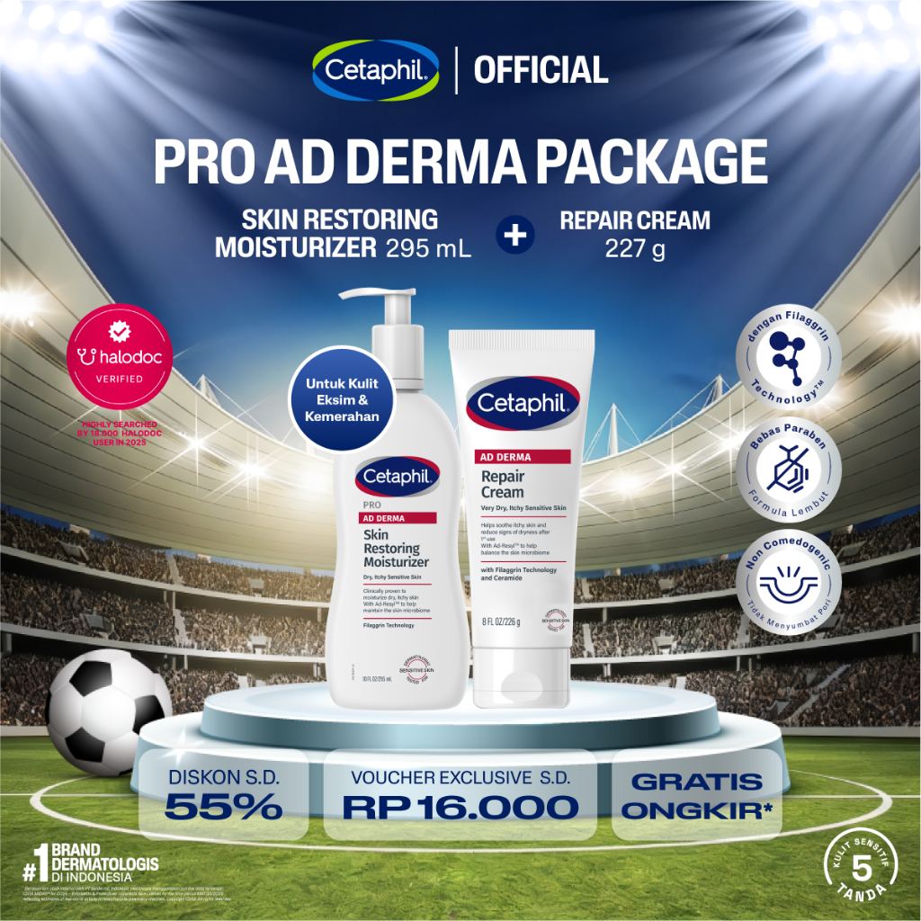 Jual Cetaphil Pro AD Derma Repair Cream 227g + Restoring Moisturizer ...