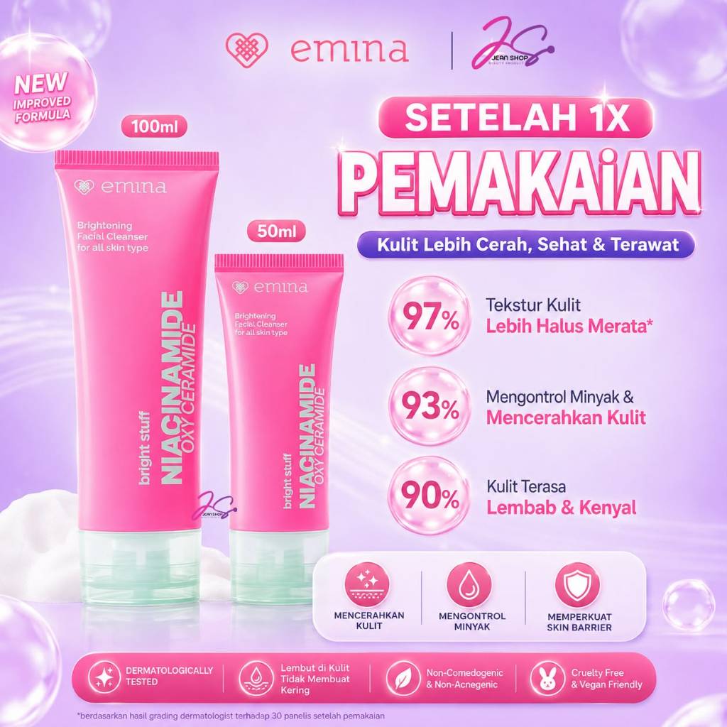 ORIGINAL Emina Bright Stuff Face Wash Sabun Wajah 50ML | 100ML