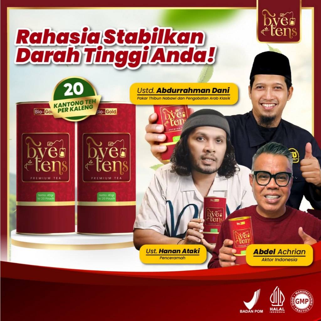 [ Paket 2 Kaleng ] Bye Tens Premium Tea - Teh Celup Herbal Alami Menurunkan Darah Tinggi dan Hipertensi Halal BPOM