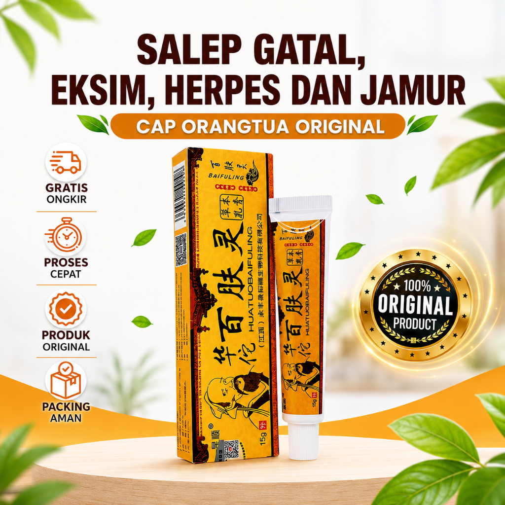 Salep Gatal Cap Orangtua Huatuobaifuling 15 Gram Krim Original Obat Jamur Kurap Eksim Alergi Kulit Psoriasis