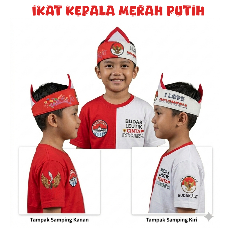 QWERTYS Ikat Kepala Merah Putih Anak Dan Dewasa Topi Pesta Karnaval 17 Agustus