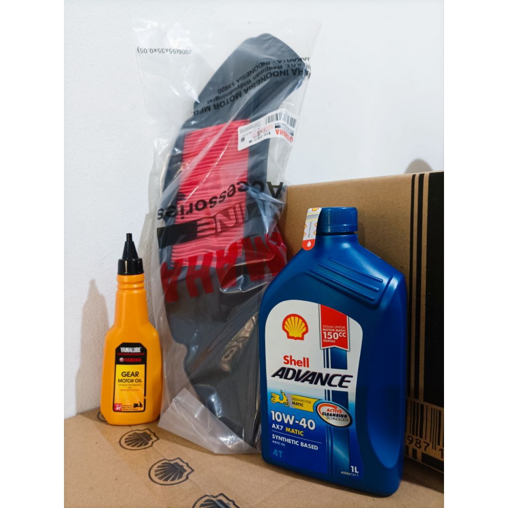 Jual PAKET OLI SHELL AX7 MATIC 1L + YAMALUBE GEAR 140ML + FILTER UDARA ...