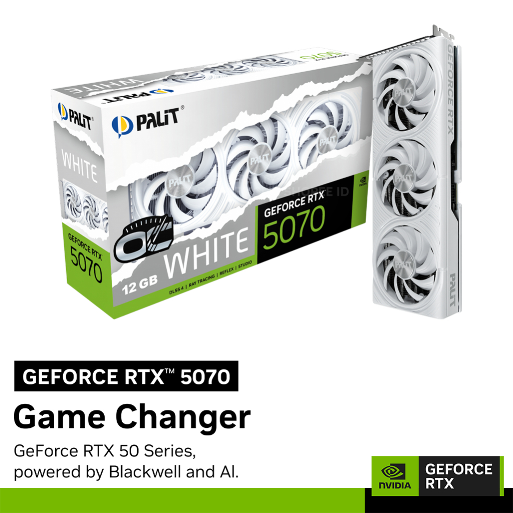Jual PALIT GeForce RTX 5070 White OC | 12GB GDDR7 | Shopee Indonesia