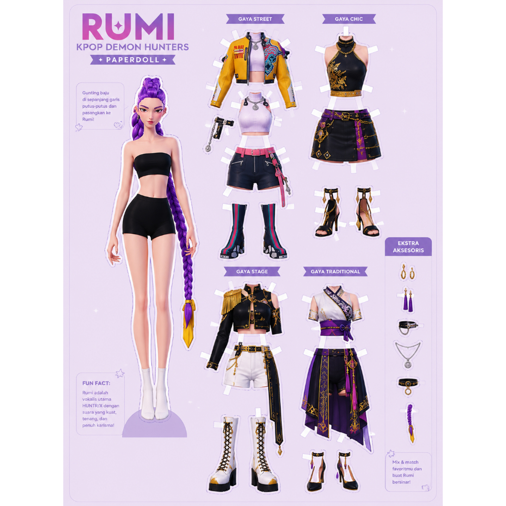 Jual Paper Doll K Pop De mon Hun ters DIY – Gunting, Mainkan & Dress Up ...