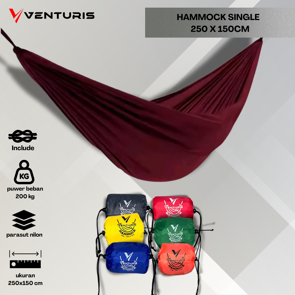 (VENTURIS) - HAMMOCK AYUNAN OUTDOOR CAMPING GANTUNG UKURAN 250 CM x 150 CM