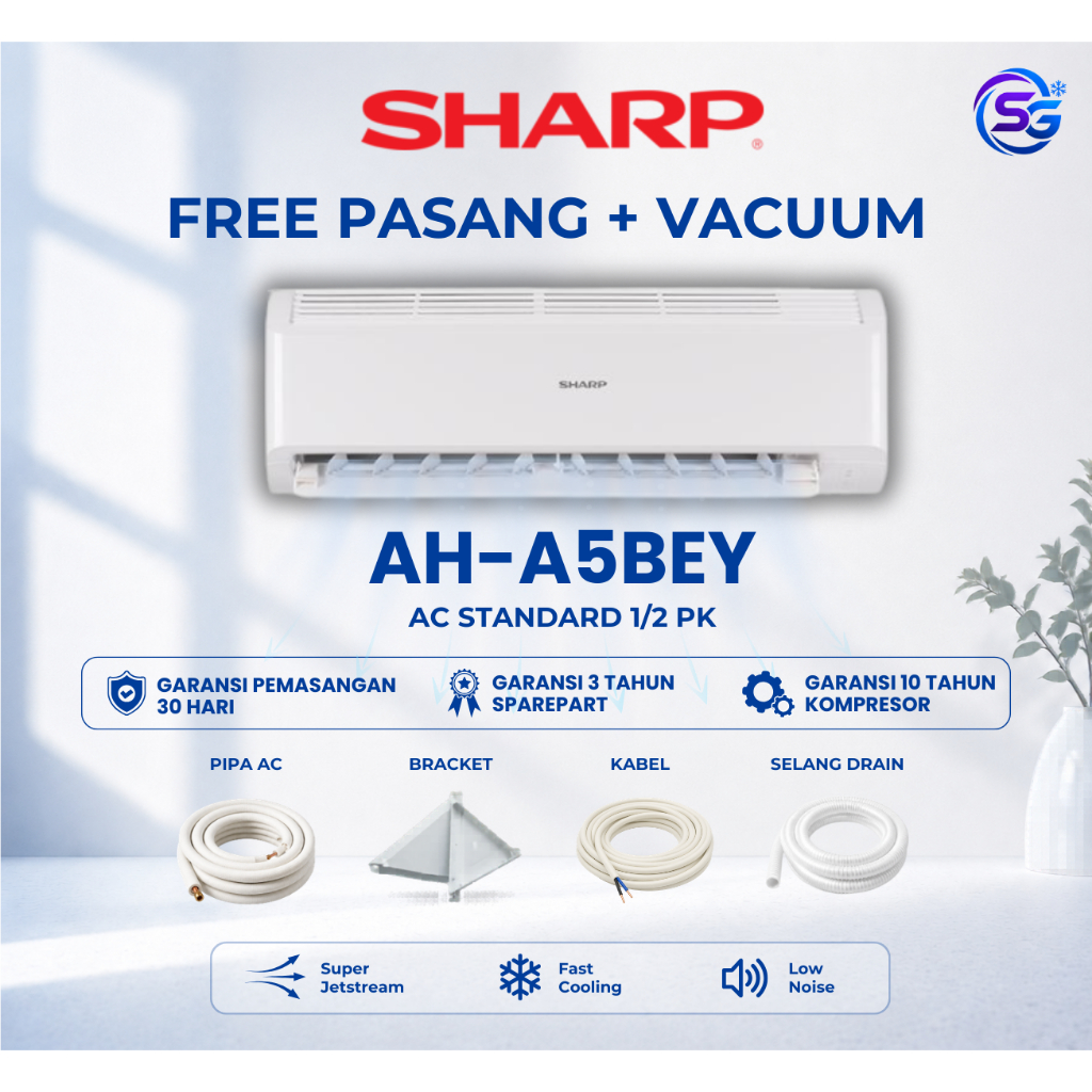 Jual AC SHARP 05BEY 1/2 PK STANDARD AH-05BEY 05BEY UNIT / UNIT + PASANG ...