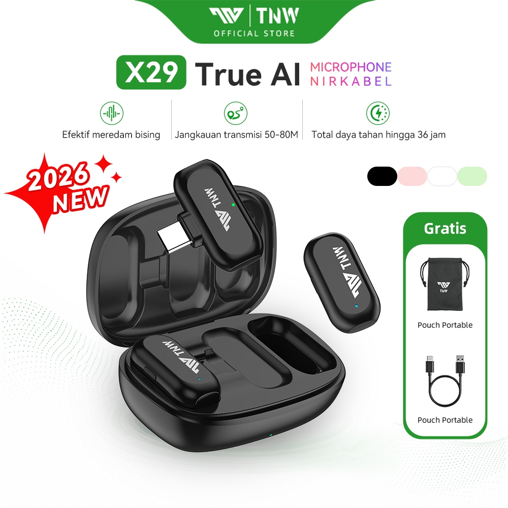 Jual TNW X29 Wireless Microphone Mini Clip On Mikrofon dengan AI Noise ...