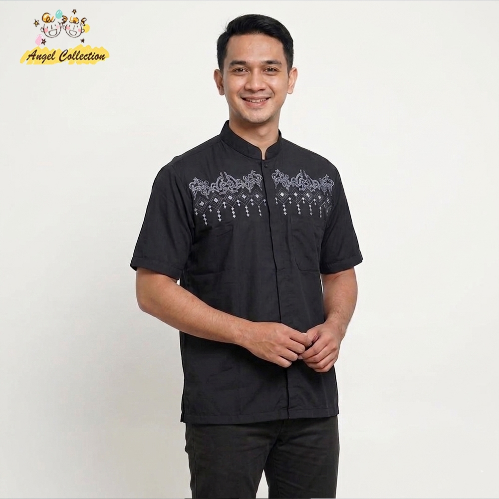 Ulicollection Baju Koko Pria Dewasa Kemeja Muslim Lengan Pendek Bordir Bahan Katun Premium Casual Termurah dan Terbaru 2026