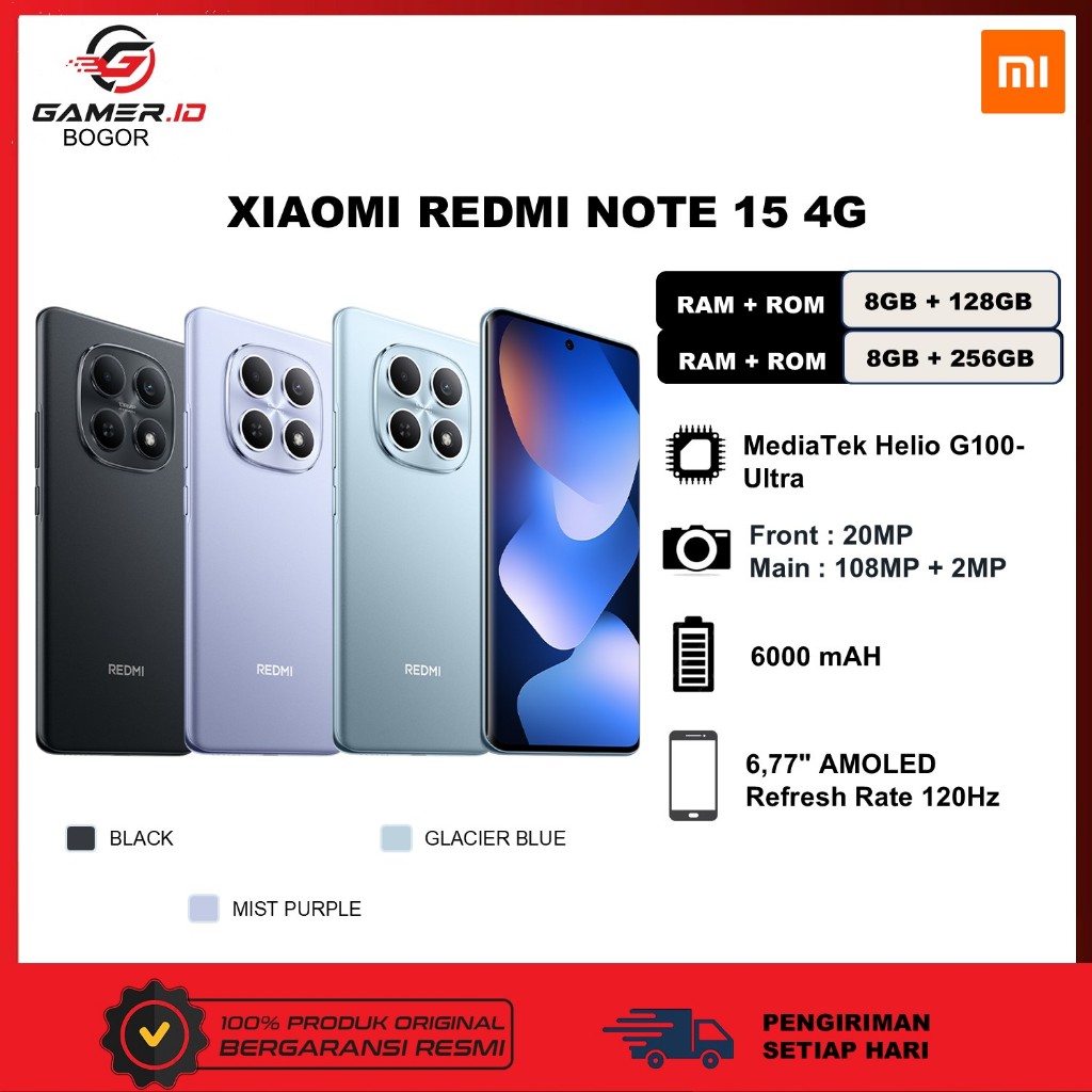 Xiaomi Redmi Note 15 8/256GB | Helio G100-Ultra | AMOLED 6,77" 120Hz | 6000mAh 33W