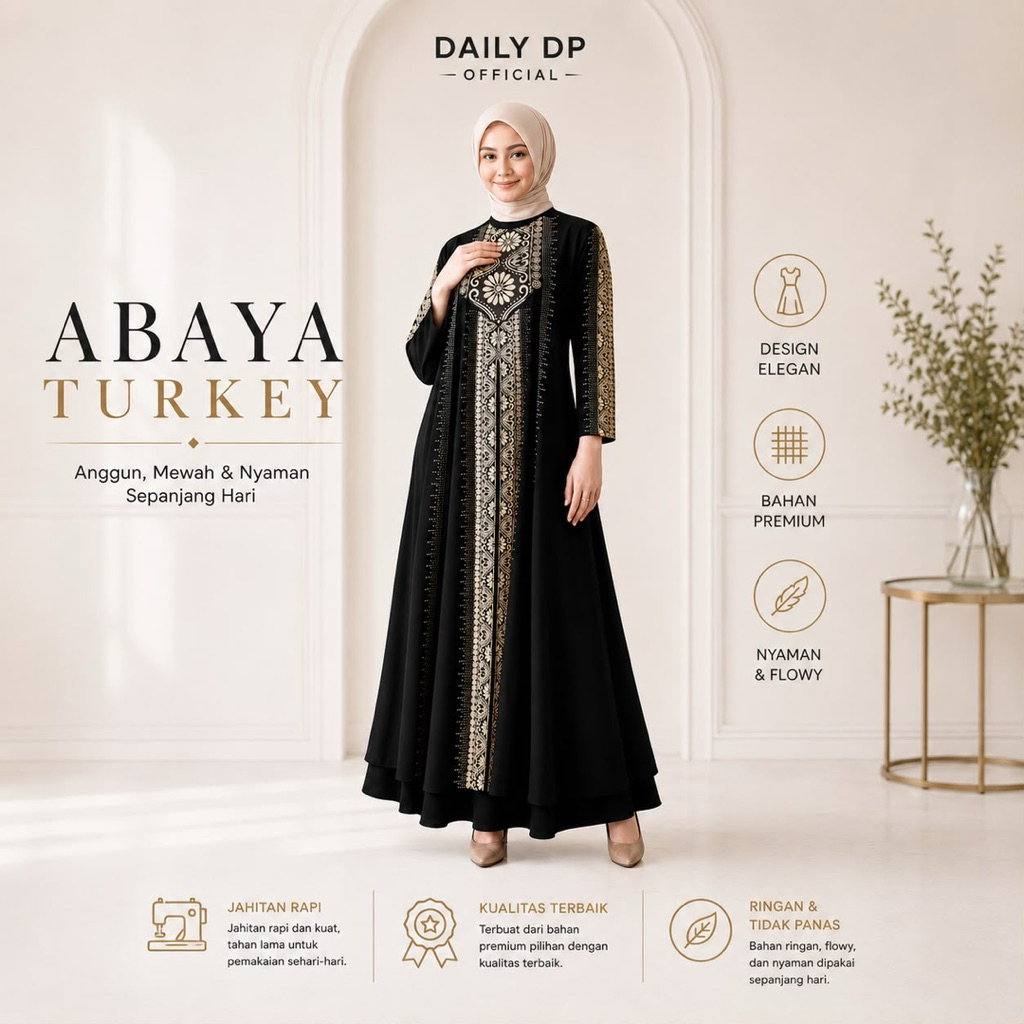 Gamis Turkey 1062 Turkey 3410 Hawa #135 Dress Busana Muslimah By Original Mega Store Farzolla 2