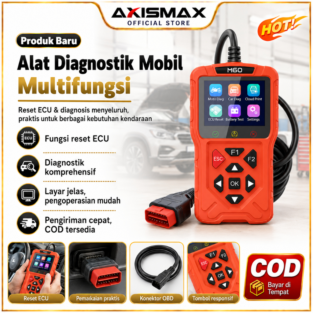 Jual COD Scanner OBD2 Mobil dan Motor M60, Alat Diagnostik ECU Reset ...