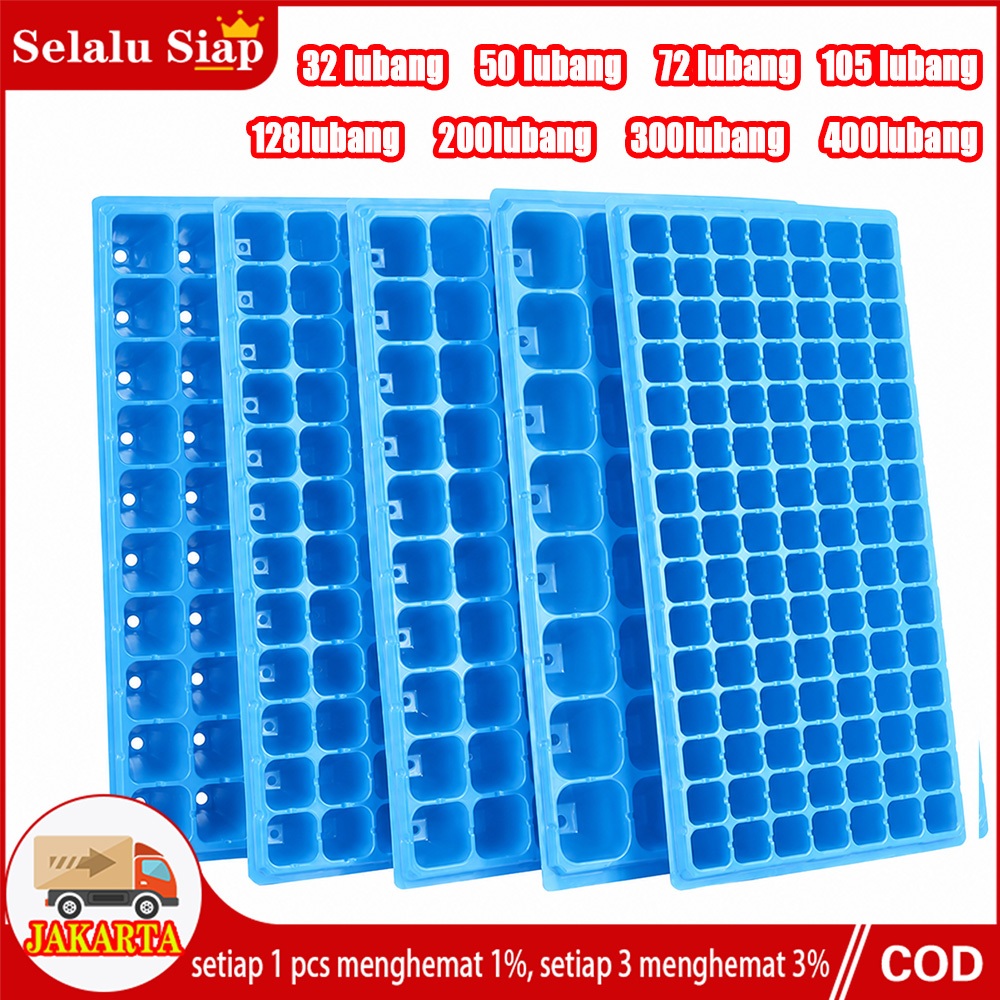 Pot Tray Semai Bibit Benih / Pot Bibit / Seedling Pot - Benih Kualitas Super Berlubang & Tanpa Lubang Tray Semai Bibit Biji Semai Seedling Tanaman Hidroponik Tatakan Baki - 21 / 32 / 50 / 72 / 105 / 128 / 200 / 300 / 400 / 500 Lubang Biru Tray Semai