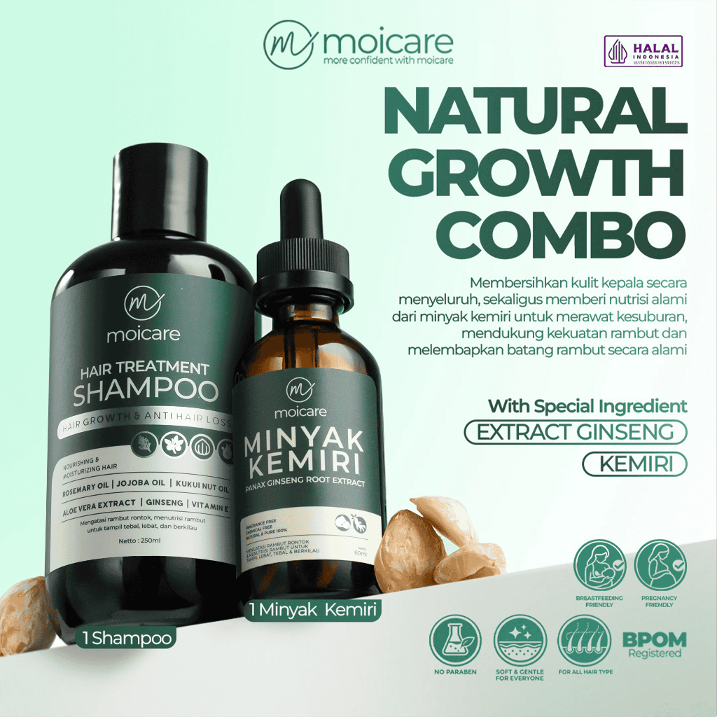 Jual Paket Moicare Minyak Kemiri + Shampoo - Haircare Penumbuh Rambut ...
