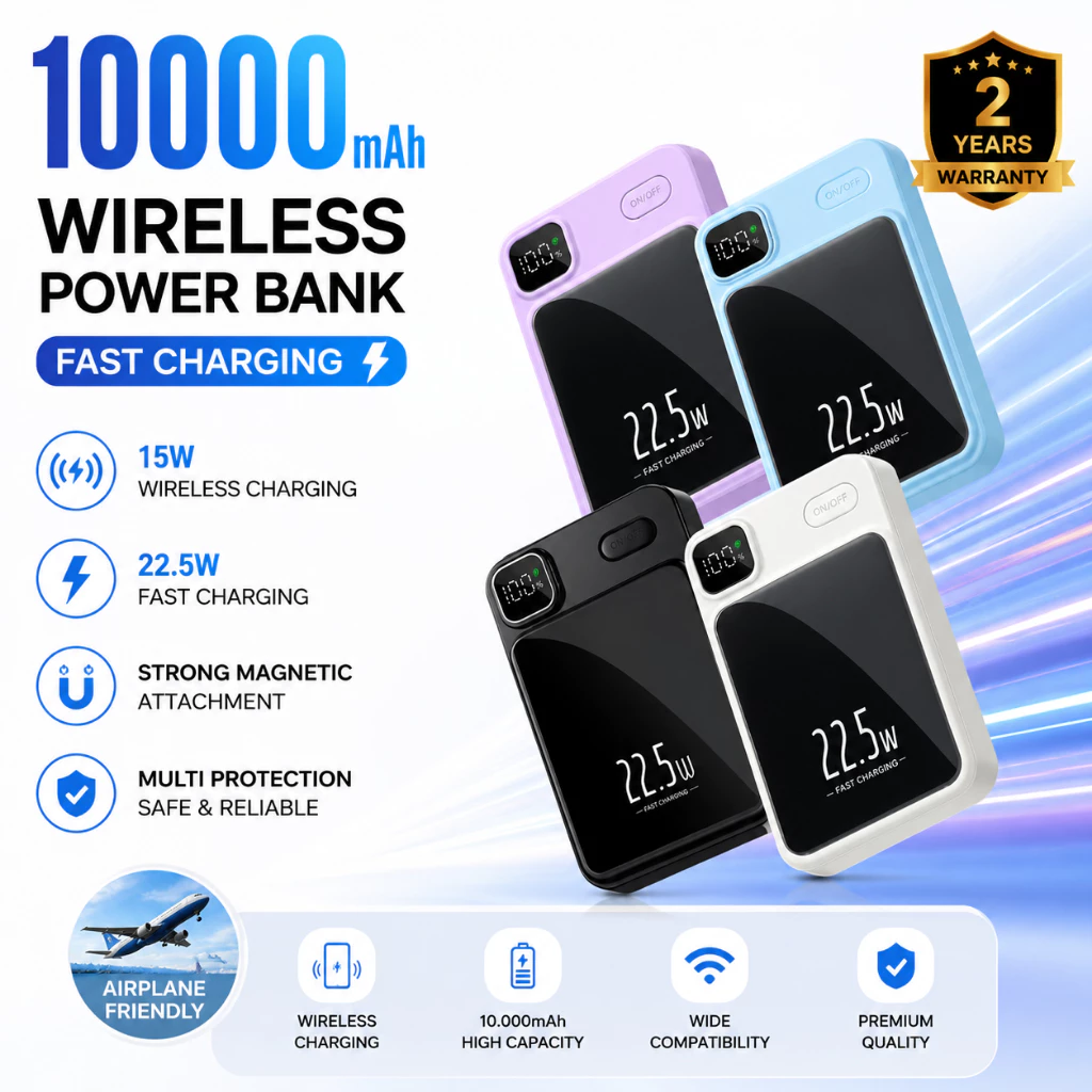 YIBAO LENTIVEN POWERBANK 10000MAH FAST CHARGING Wireless Charger Mini Magnetic Magsafe 20W TYPE C