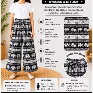 Celana Kulot Anak Perempuan 1-17 Tahun - Kulot Skena Panjang Anak Motif Gajah