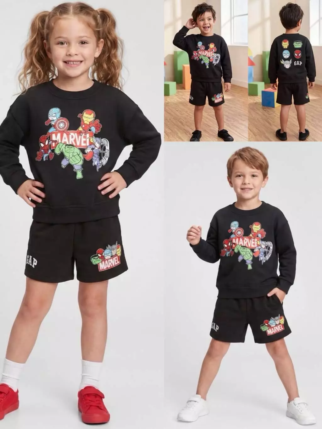 Setelan Sweater & Celana Pendek Anak GP Kids Marv*l Avenger Sweatshirt & Shorts Set - 2583
