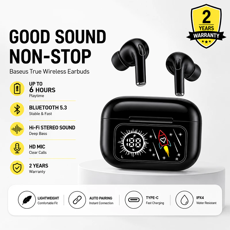 LENTIVEN TWS Earphone Headset Bluetooth V5.4 Smart Screen Active Noise Reduction ANC/ENC A99