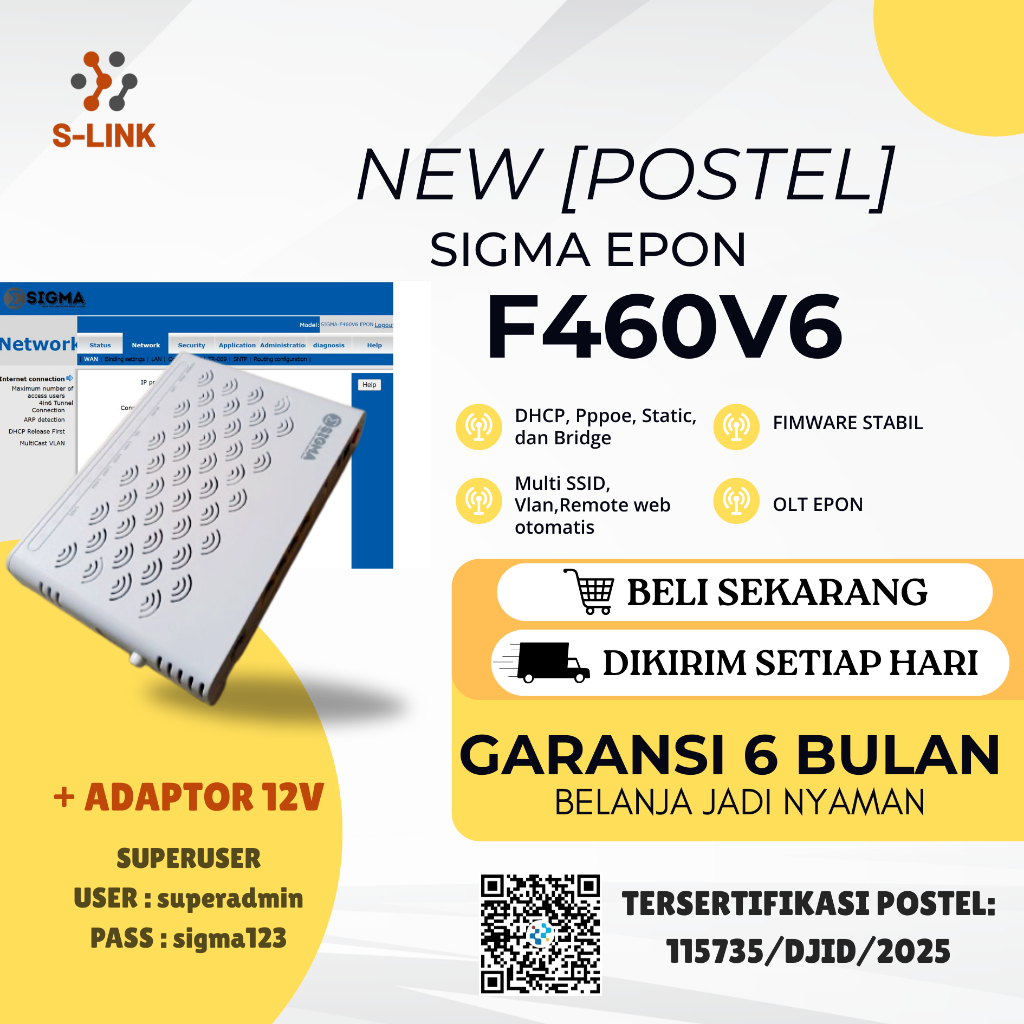 ONT EPON ZTE F460 V6 DENGAN ADAPTOR