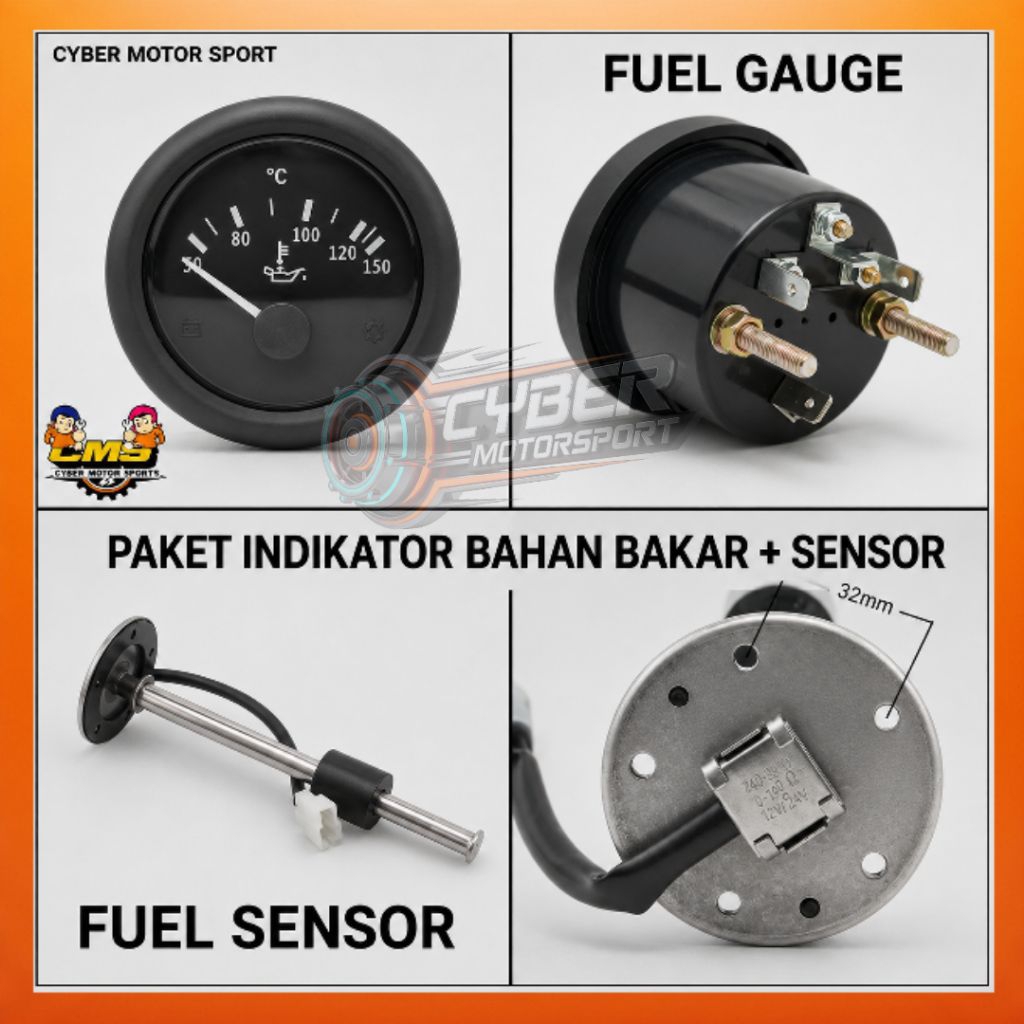 Jual Fuel meter plus sensor mobil universal. indikator meteran bahan ...