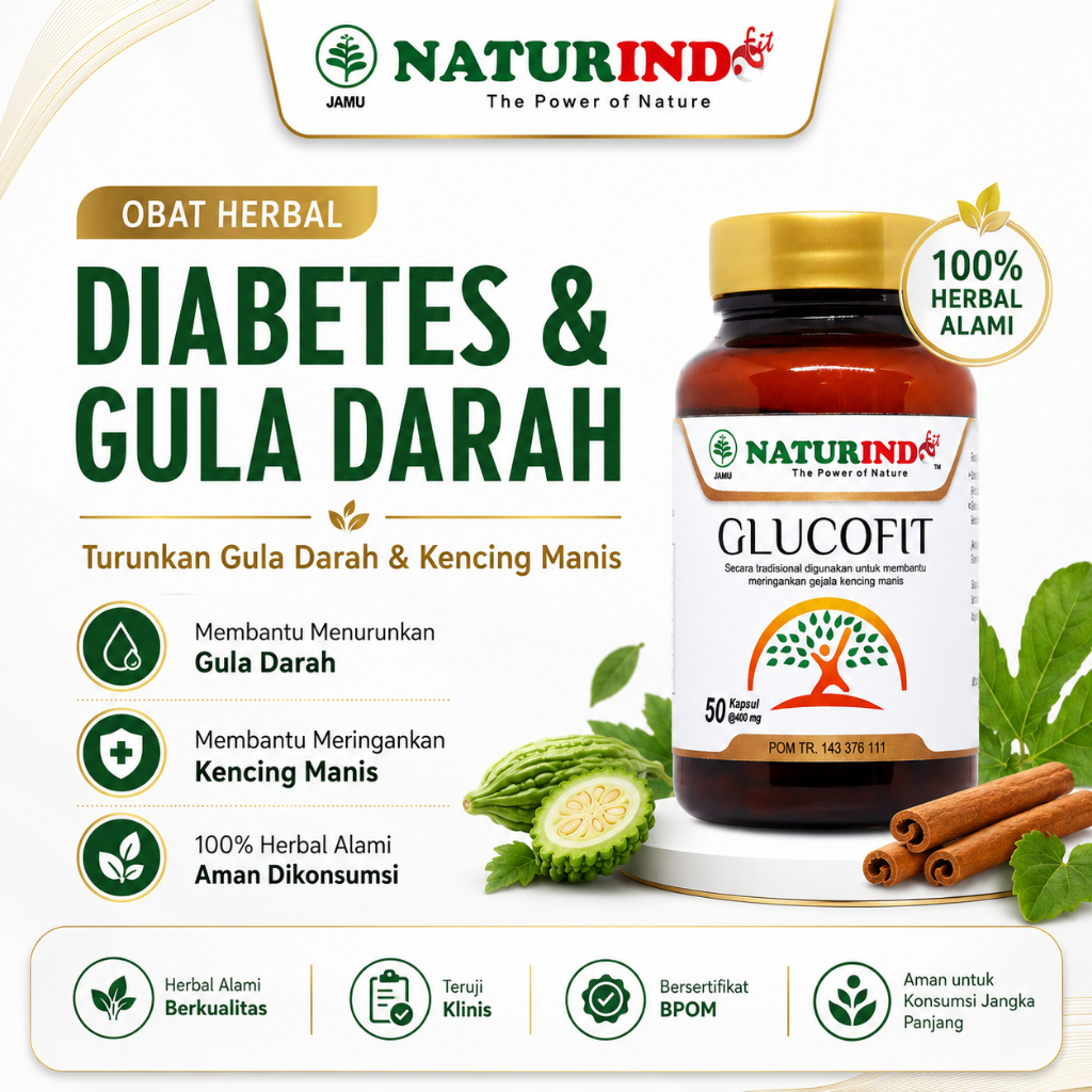 Obat Herbal Diabetes Penurun Gula Darah dan Meringankan Kencing Manis Glucofit NATURINDO