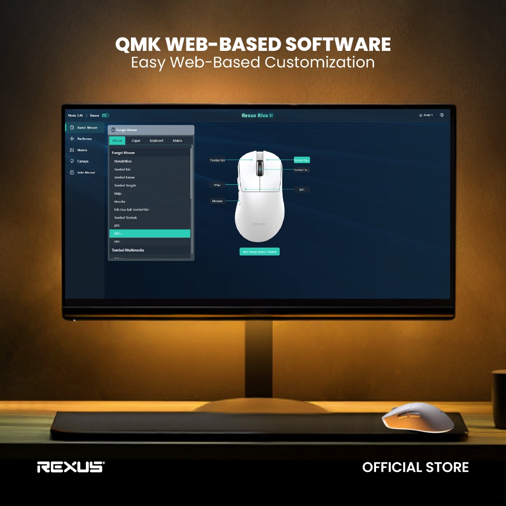 Rexus Riva II Wireless Ergonomic Gaming Mouse Triple Connection PAW 3311 (2)