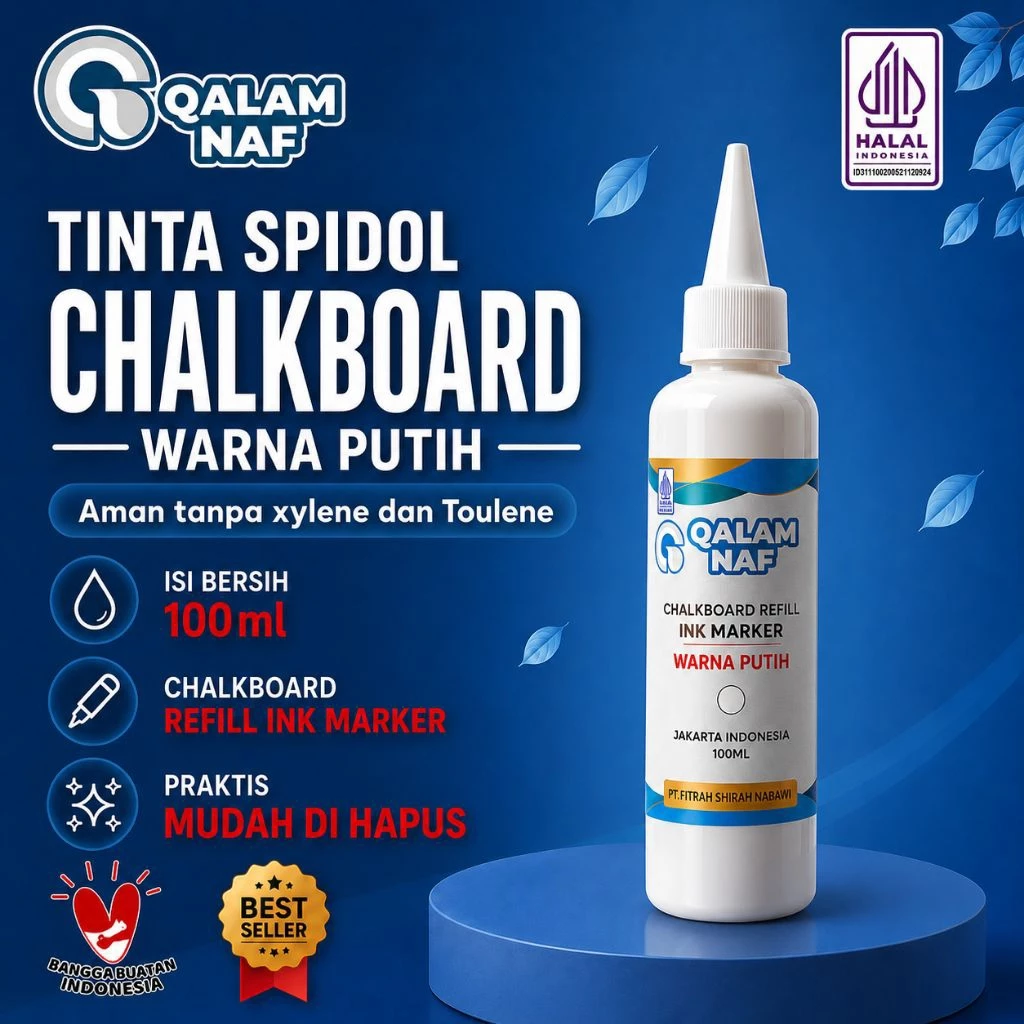 Tinta Spidol Putih QalamNaf Mudah Dihapus Tinta Chalkboard Tinta Isi Ulang Warna Putih Untuk Permukaan Kaca Melamin Permukaan Gelap