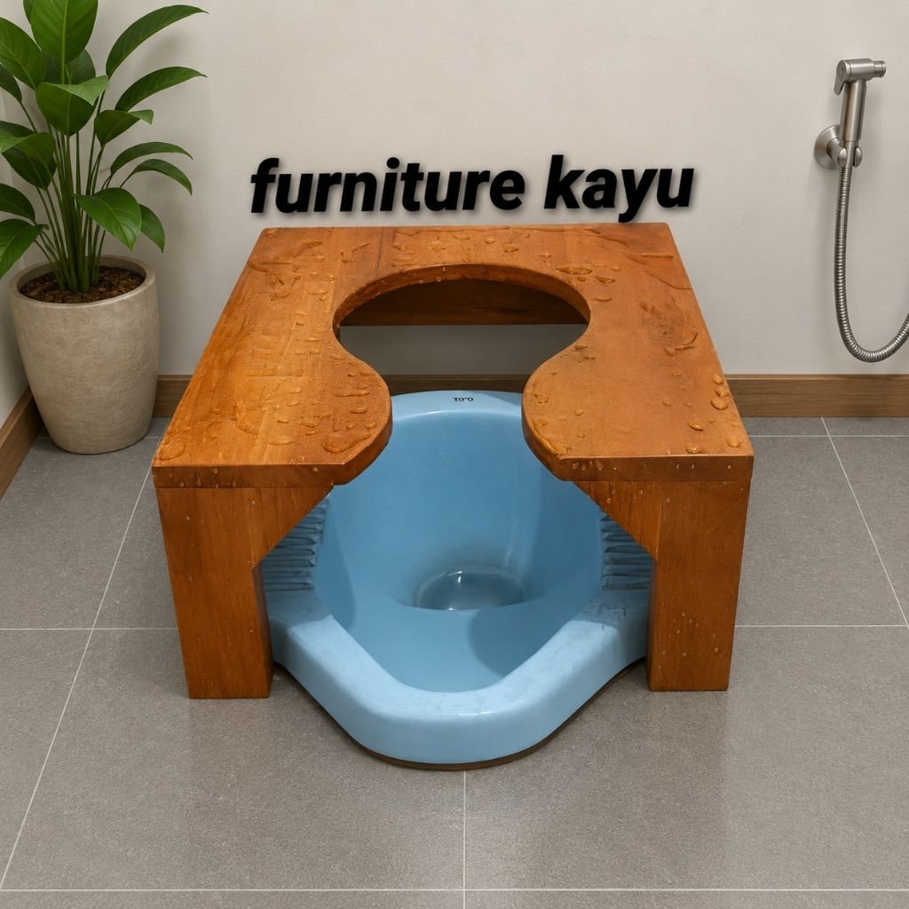 Kursi WC Portable Model U Kayu Mahoni Berkualitas