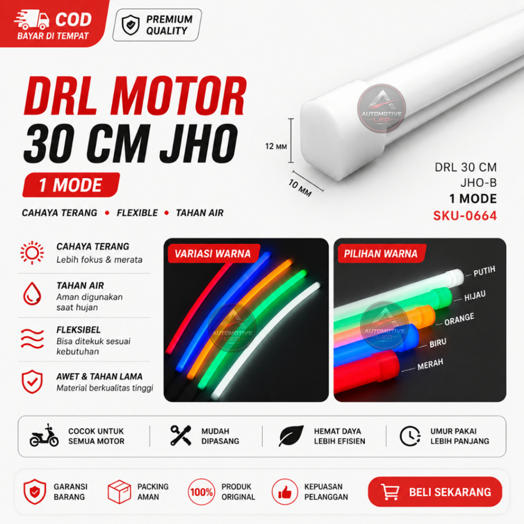 Jual LAMPU ALIS FLEKSIBEL 30 CM ALIS MOTOR | DRL FLEKSIBEL 30 CM 12V ...