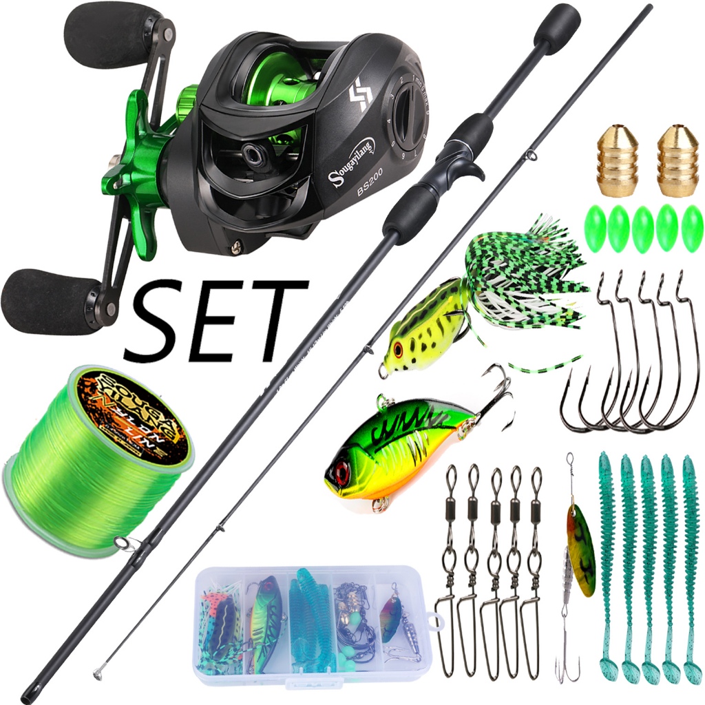 Sougayilang Joran Pancing Set 1.8m UL Carbon Fiber  Fishing Rod with 5 Color Metal Spool 7.2:1 Gear Ratio Max Drag 10kg