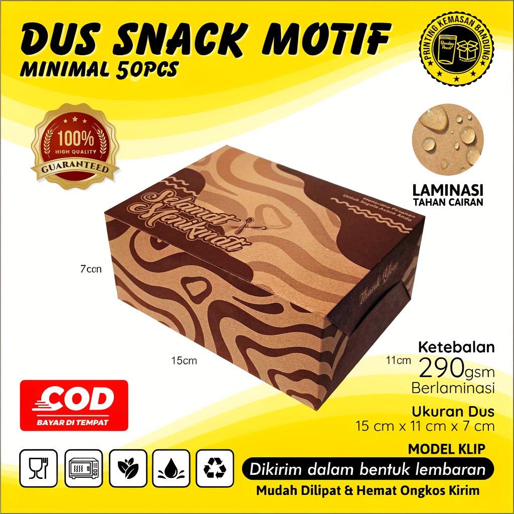 Dus Snack Box 15x11x7 Kraft 290gsm Kotak Kue Fried Chicken box