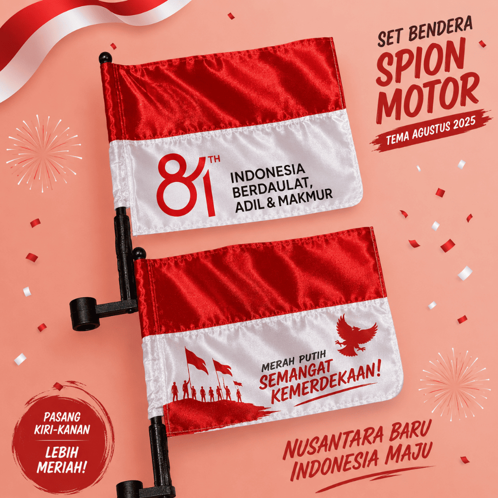 BENDERA MERAH PUTIH UNTUK SPION MOTOR SATU PAKET