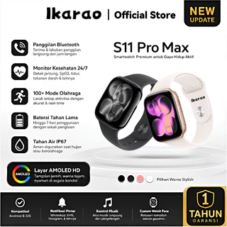 Ikarao Smartwatch Serie S11 Pro Max Smart Watch S11 Jam Pintar Olahraga 2.3"HD AMOLED Display GPS NFC Waterproof Bluetooth Call Smartwatch Wanita Pria Wireless Charging Jam Tangan Pria Smartwatch