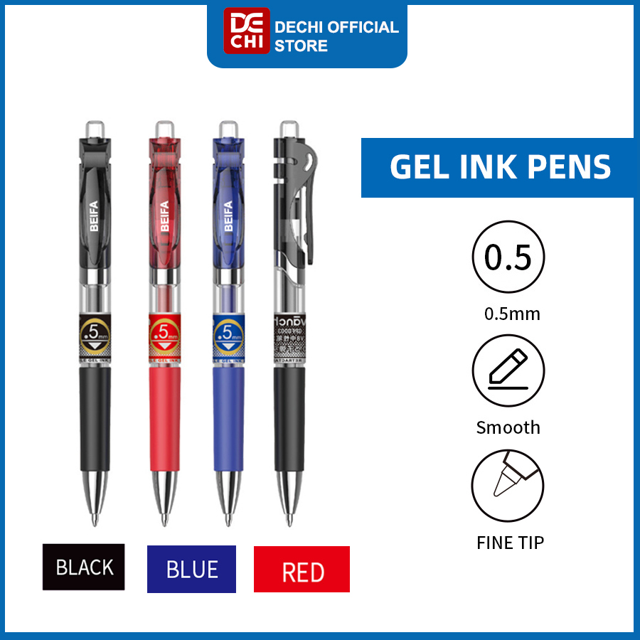 Jual Dechi Gel Pen GP801 PCS - Pulpen Gel Retractable Hitam 0.5mm ...