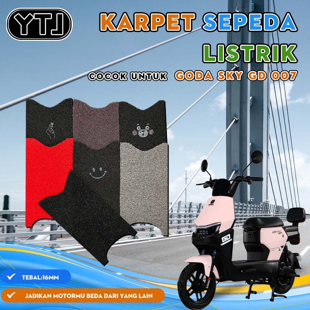 YTJ Karpet Sepeda Listrik Mie Bihun cocok untuk GODA SKY GD 007 Tebal 16MM